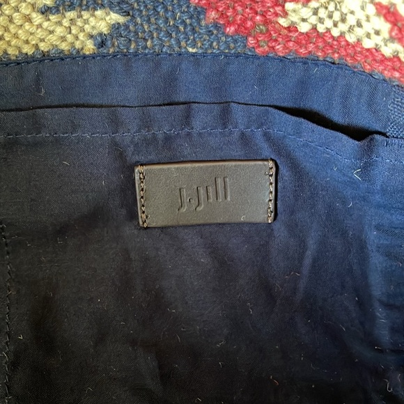 NEW! J Jill Southwestern Jacquard Aztec Tote Bag Leather Double Handle Handbag - Picture 7 of 7